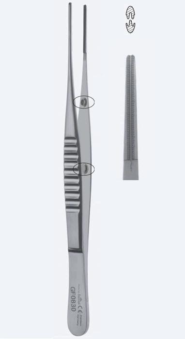 Пінцети De Bakey Anti-Cross, Safety Pin, Press Stopper, зубці De Bakey, прямі, кінчик 2,8 мм, довж 200 мм. Бренд - Asanus Medizintechnik Gmb, Німеччина